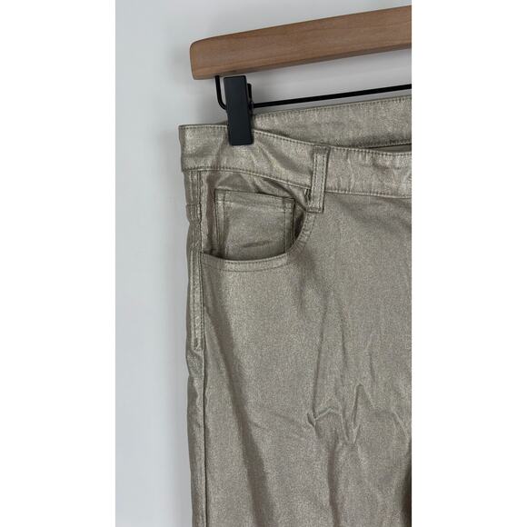 Calzedonia Coated Metallic Skinny Jeans Platinum Womens Size Large Faux Leather - Picture 3 of 7